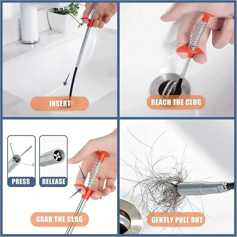 4-Claw Flexible Drain Snake | Hair Catcher & Pipe Dredger