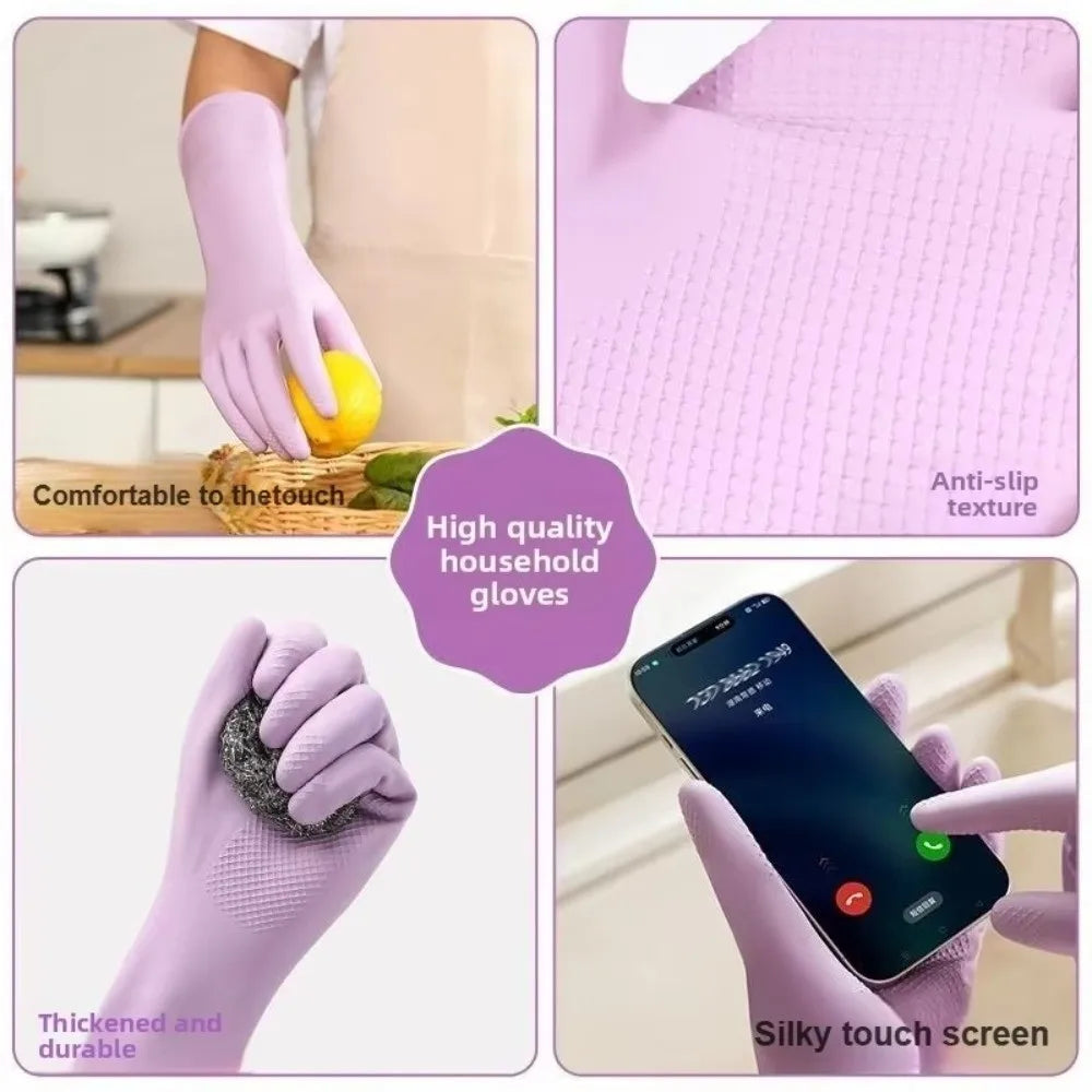 Reusable Latex Dishwashing Gloves – Non-Slip Waterproof Rubber