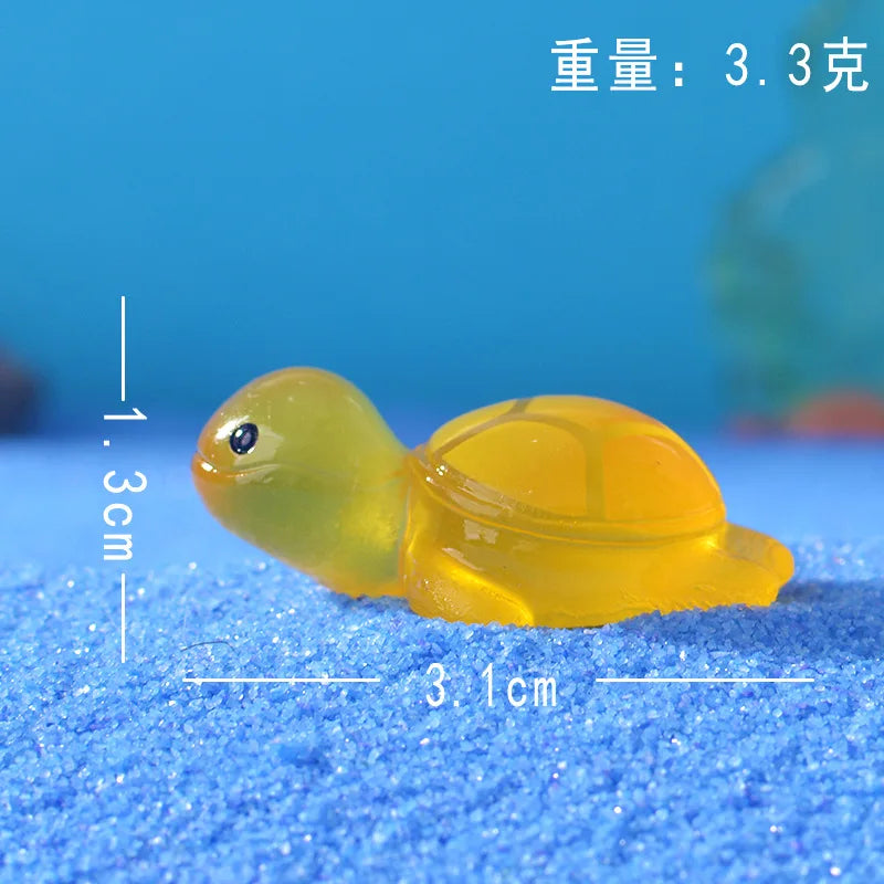 1PCS Resin Glow Turtle Mini Ornaments DIY Craft Supplies Aquarium Decor Christmas Party Birthday Wedding Home Decor Gifts fairy Peaceful Pleasures Health and Wellness Yellow