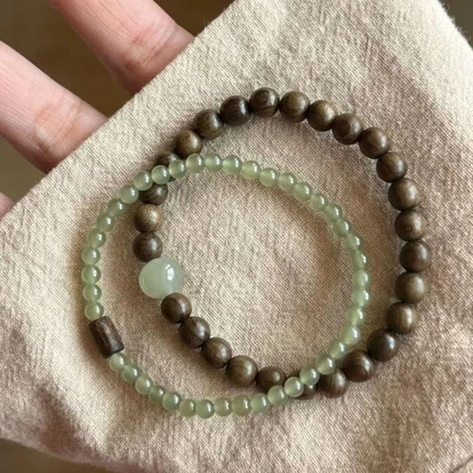 Vintage accessories niche light luxury natural sandalwood bracelet stackable for couples goodluck bracelet exquisite accessories Peaceful Pleasures Health and Wellness