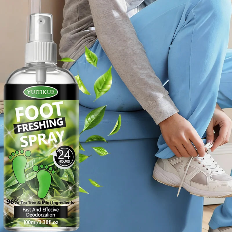 Yuitikue Foot Freshing Spray, 100ml 24H Foot Deodorant Spray with 96% Tea Tree & Mint for Fast Effective Odor Control Peaceful Pleasures Health and Wellness 1pc