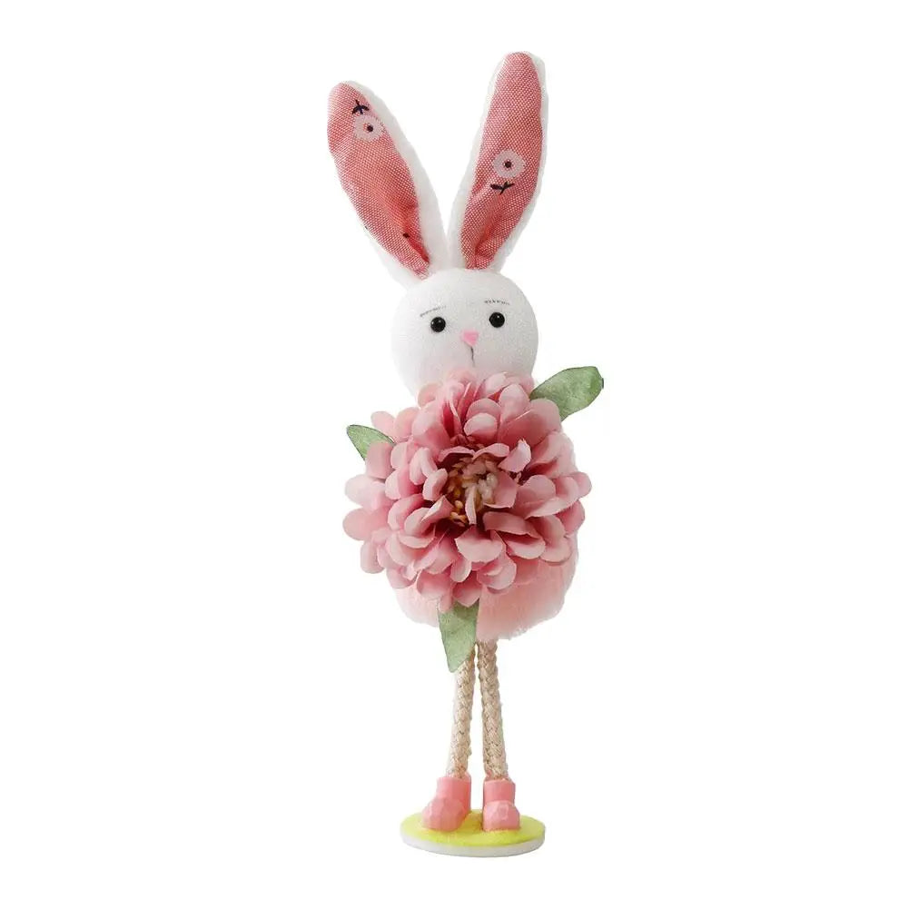 Easter Bunny Figurine | Spring Floral Rabbit Desktop Ornament