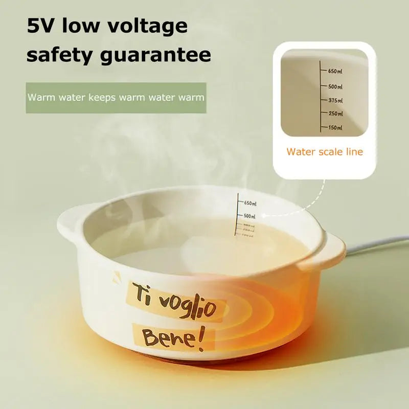 Heated Water Bowl for Dog Ceramics Pet Heating Bowl Constant Temperature Automatic Waterer for Dogs Cats Rabbits Birds Chickens Peaceful Pleasures Health and Wellness