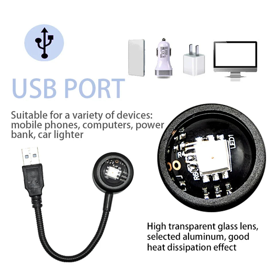 USB LED Sunset Lamp – RGB Night Light Projector for Bedroom