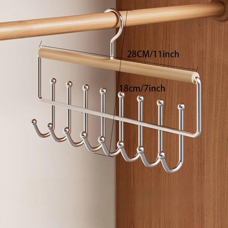 1pc Versatile Wooden Hat Organizer Rack with Hooks – Ideal for Caps, Belts, Ties, and Accessories Storage – Space-Saving Peaceful Pleasures Health and Wellness