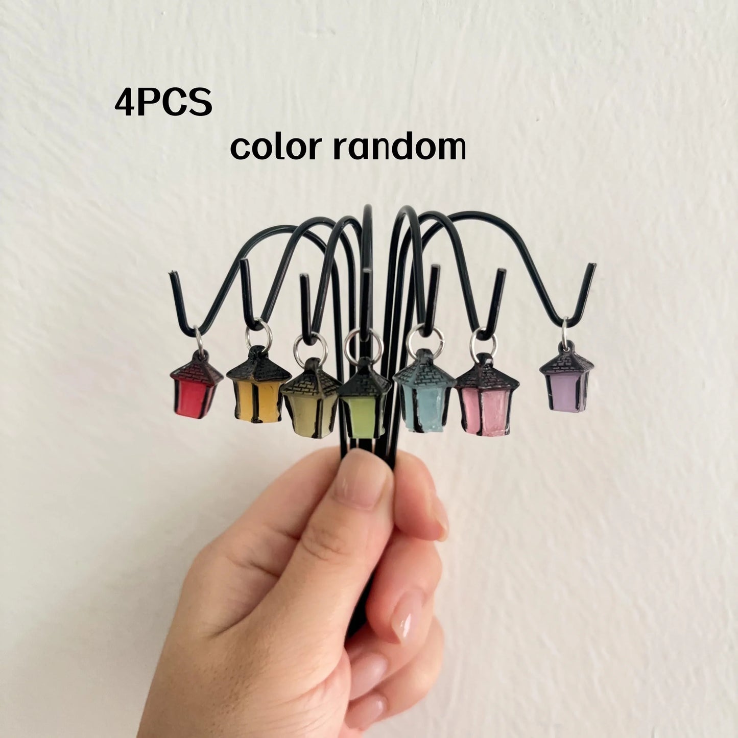 4-Pack Lanterns with Iron Hooks, Luminous Garden Stakes, Solar-Powered Resin Fairy Miniature Models with Colorful Lanterns, Rural Outdoor Decorations Suitable for Halloween Indoor Tabletop Displays and Crafts, Solar-Powered O Peaceful Pleasures Health and Wellness 4Pcs