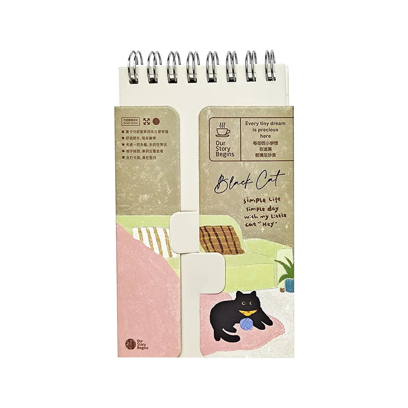 A7 Mini Pocket Notebook Cat Time Cover Word Book Portable Fresh Cute