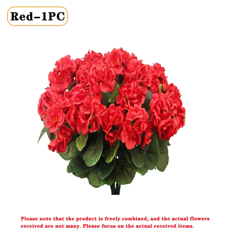 Lifelike Silk Begonia Geranium Artificial Flower Arrangement
