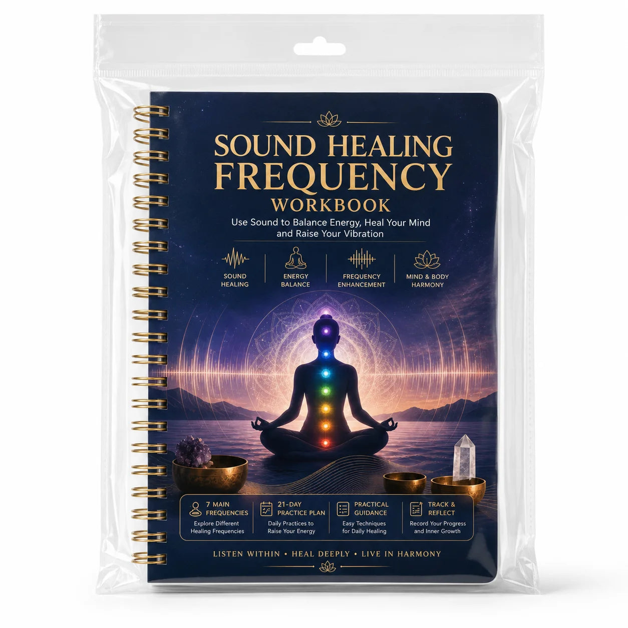SOUND HEALING FREQUENCY WORKBOOK 21-Day Therapy Chakra Guide Energy
