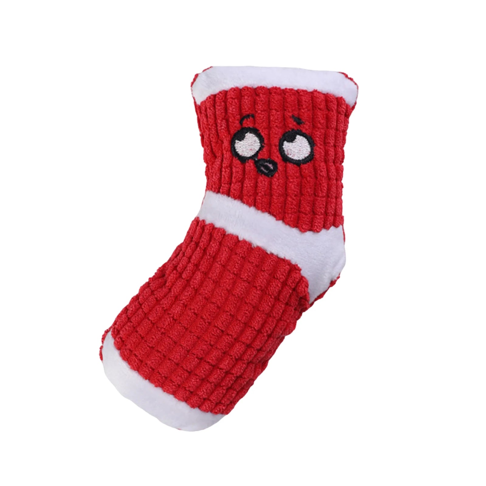 Plush Dog Chew Toys Cute Sock Shape Dog Toys Management Expression Dog Bite Toy for Teething Playing Small Medium Breeds Peaceful Pleasures Health and Wellness Red