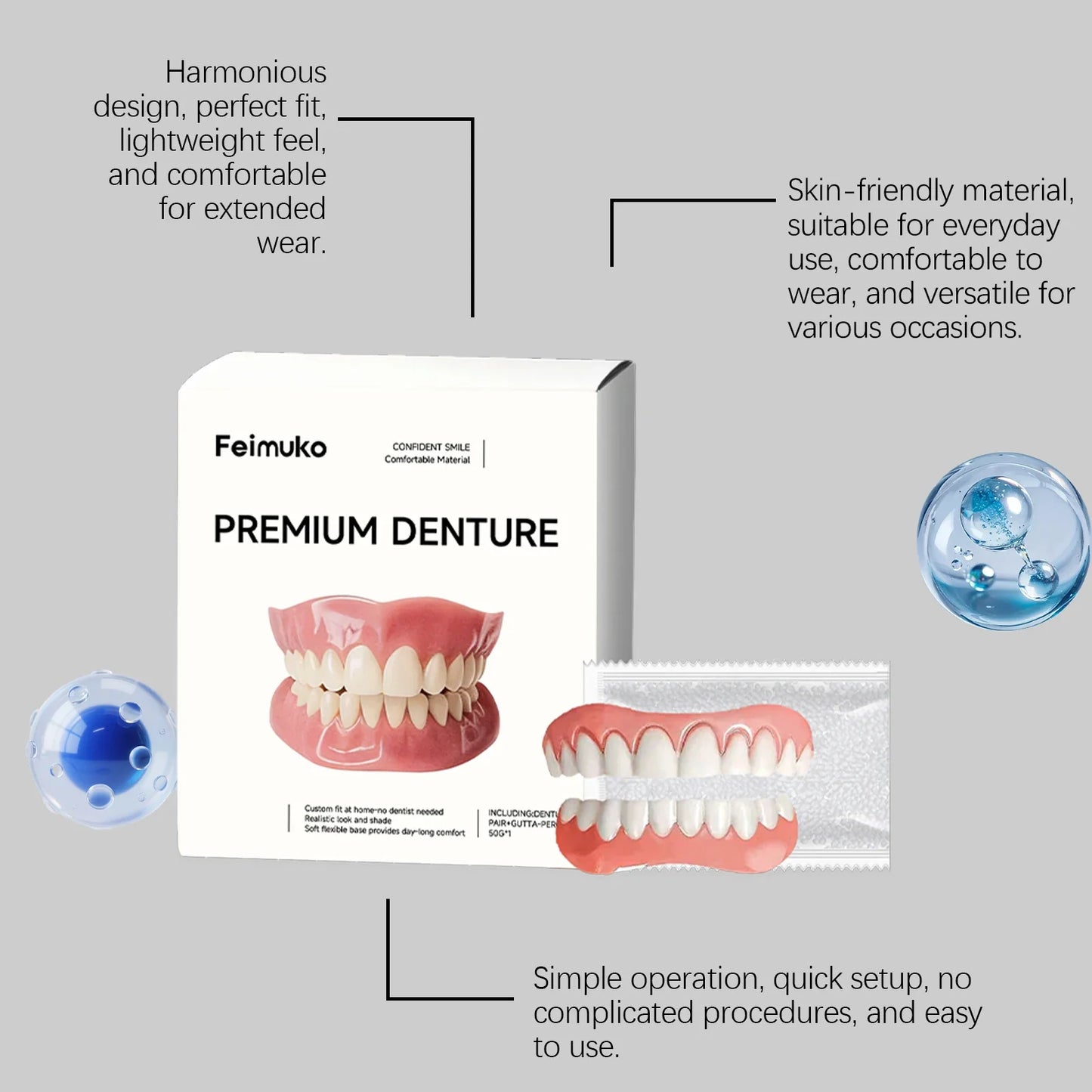 Cosmetic Denture Kit – Natural-Look Teeth, Secure & Easy Fit