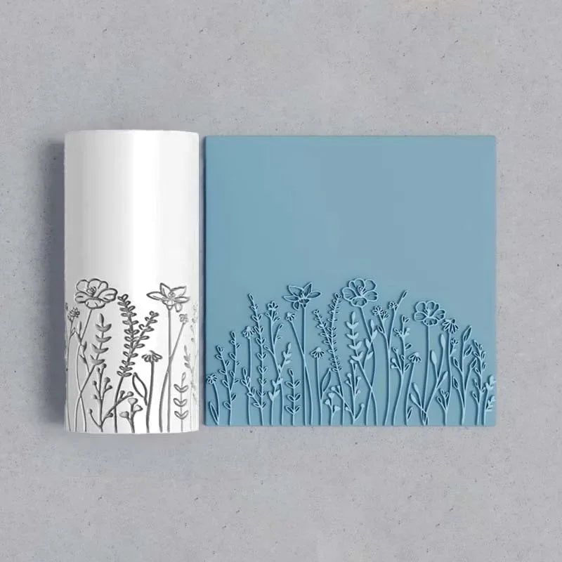 Wild Flowers & Grass Soft Clay Texture Rolling Tool: High-Precision Texturizing Roller for DIY Jewelry Making & Creative Decor Peaceful Pleasures Health and Wellness Blue
