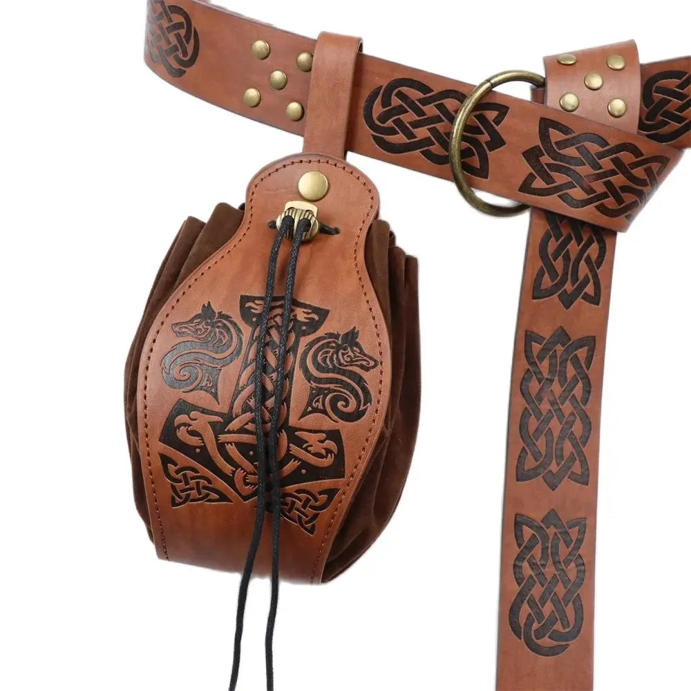 Medieval Cosplay Belt Renaissance Copper Coin Printed Waist Bag