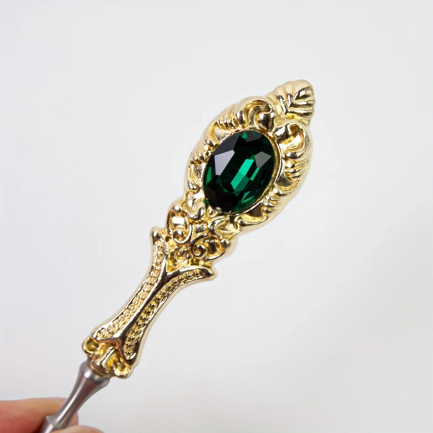 Vintage Jeweled Sewing Needle Cone | Silver Steel Punch Tool & Crochet Hook Set - Handmade for Embroidery, Leather & Crafts Peaceful Pleasures Health and Wellness