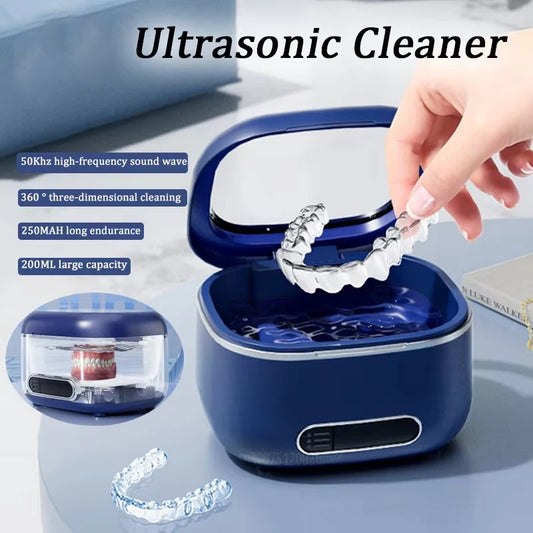 Ultrasonic Cleaning Machine 3Speed Timed Household USB Charging Jewelry Cleaner For Dentures Retainer Mouth Guard Aligner Peaceful Pleasures Health and Wellness