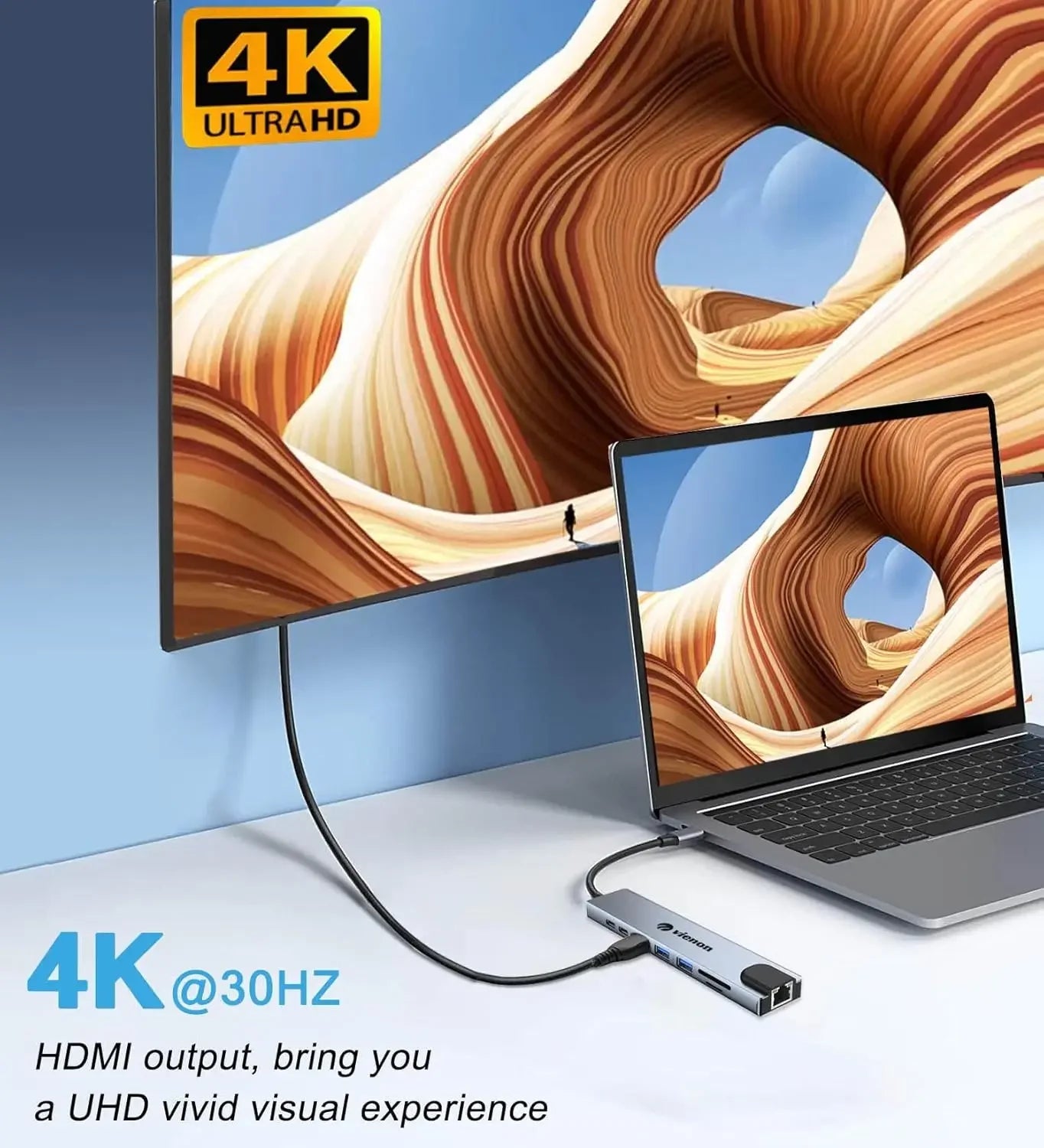 8-in-1 USB C Hub with HDMI 4K, Ethernet, PD Charging, SD/TF Reader for MacBook, iPad Pro, Laptops Peaceful Pleasures Health and Wellness