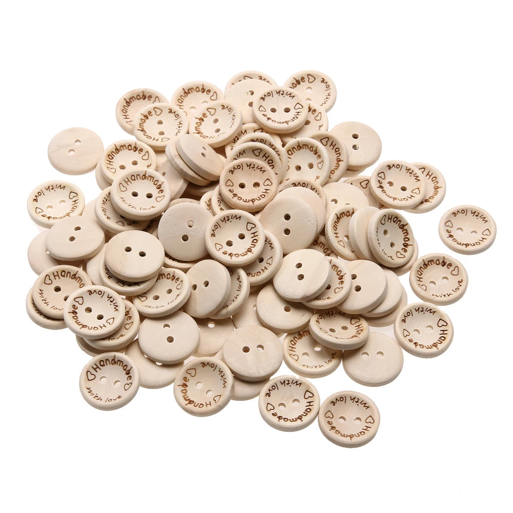 100pcs Wooden Love Buttons – DIY Craft Sewing Buttons 15/20/25mm Peaceful Pleasures Health and Wellness 2cm spain