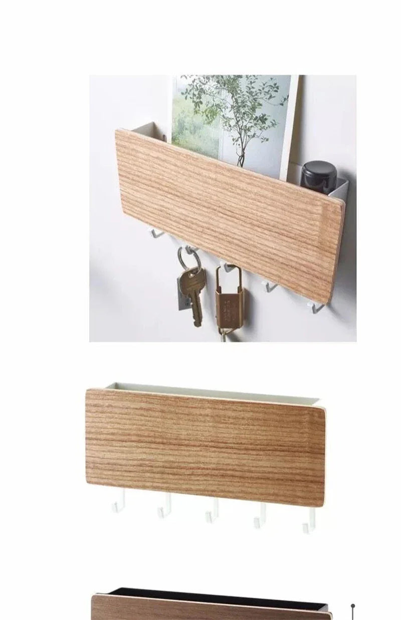 Wall Hanging Bamboo Key Hanger Holder Wall Organizer Rectangle Key Rack Hooks Coat Hooks Home Decoration Coat Hanger 2030 Peaceful Pleasures Health and Wellness
