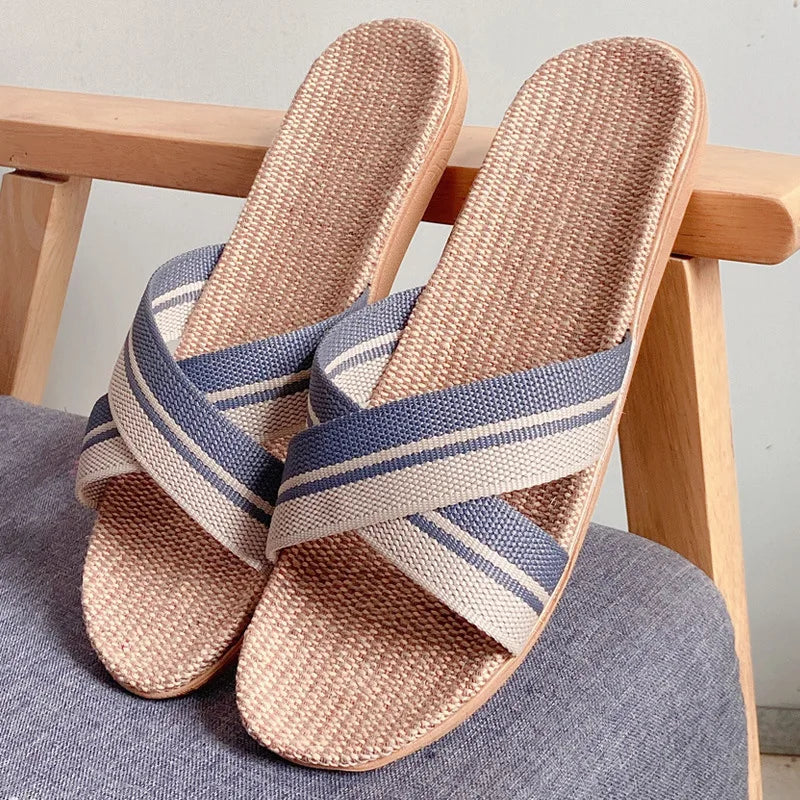 JPNTKY Men's Linen Beach Flip Flops & Indoor Slippers