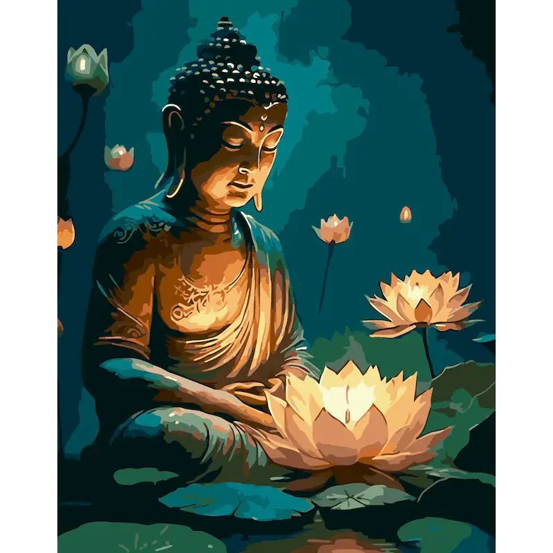 Buddha Paint by Numbers Kit Adults 60x75cm Canvas Wall Art Paint by Numbers Kit Peaceful Pleasures Health and Wellness 111-1 30x40cm Unframed
