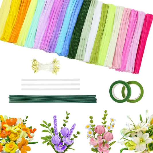 630PCS Pipe Cleaners Craft,Pipe Cleaners Flowers Kit with Handle,20 Colors Chenille Stems with Instruction,Art and Craft Supplie Peaceful Pleasures Health and Wellness Default Title