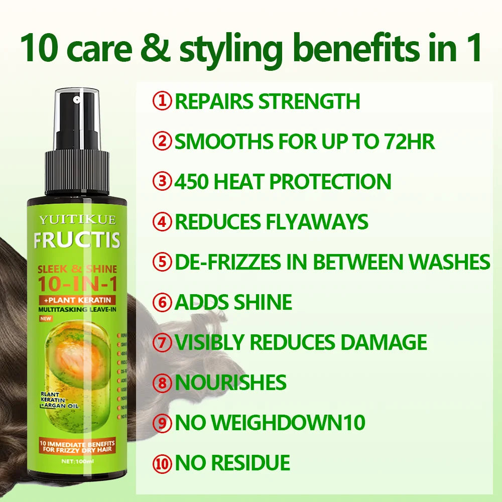 10-in-1 Hair Spray, containing plant keratin, offers 10 major benefits for dry and frizzy hair, including repair and smoothing. Peaceful Pleasures Health and Wellness