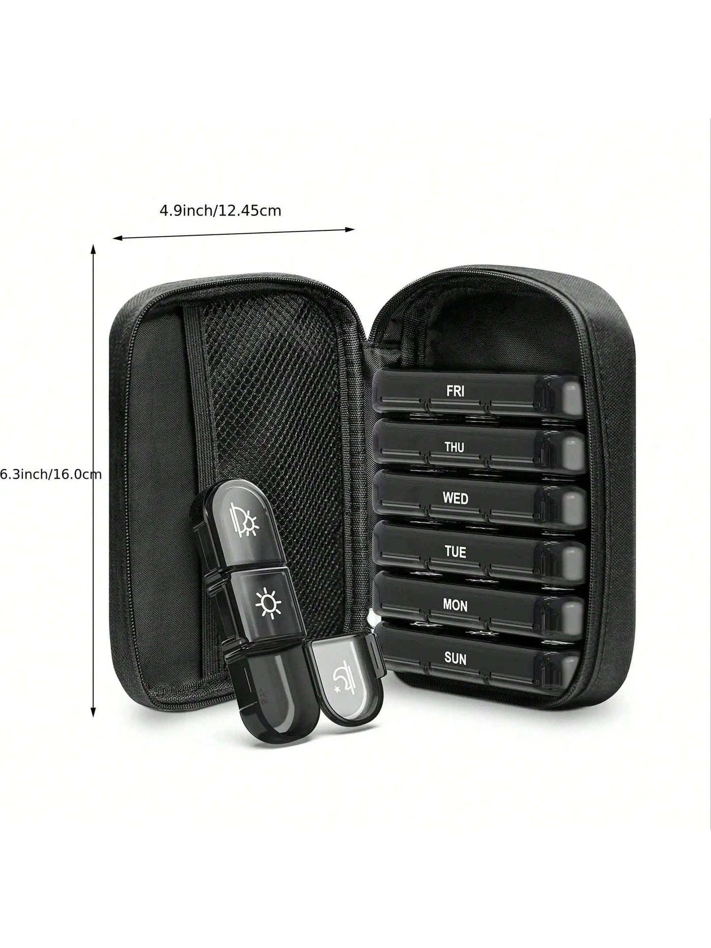 Weekly Pill Organizer 4 Times a Day with a Business Stylish Bag, Portable Pill Box 7 Day with 28 Compartments for Men Peaceful Pleasures Health and Wellness