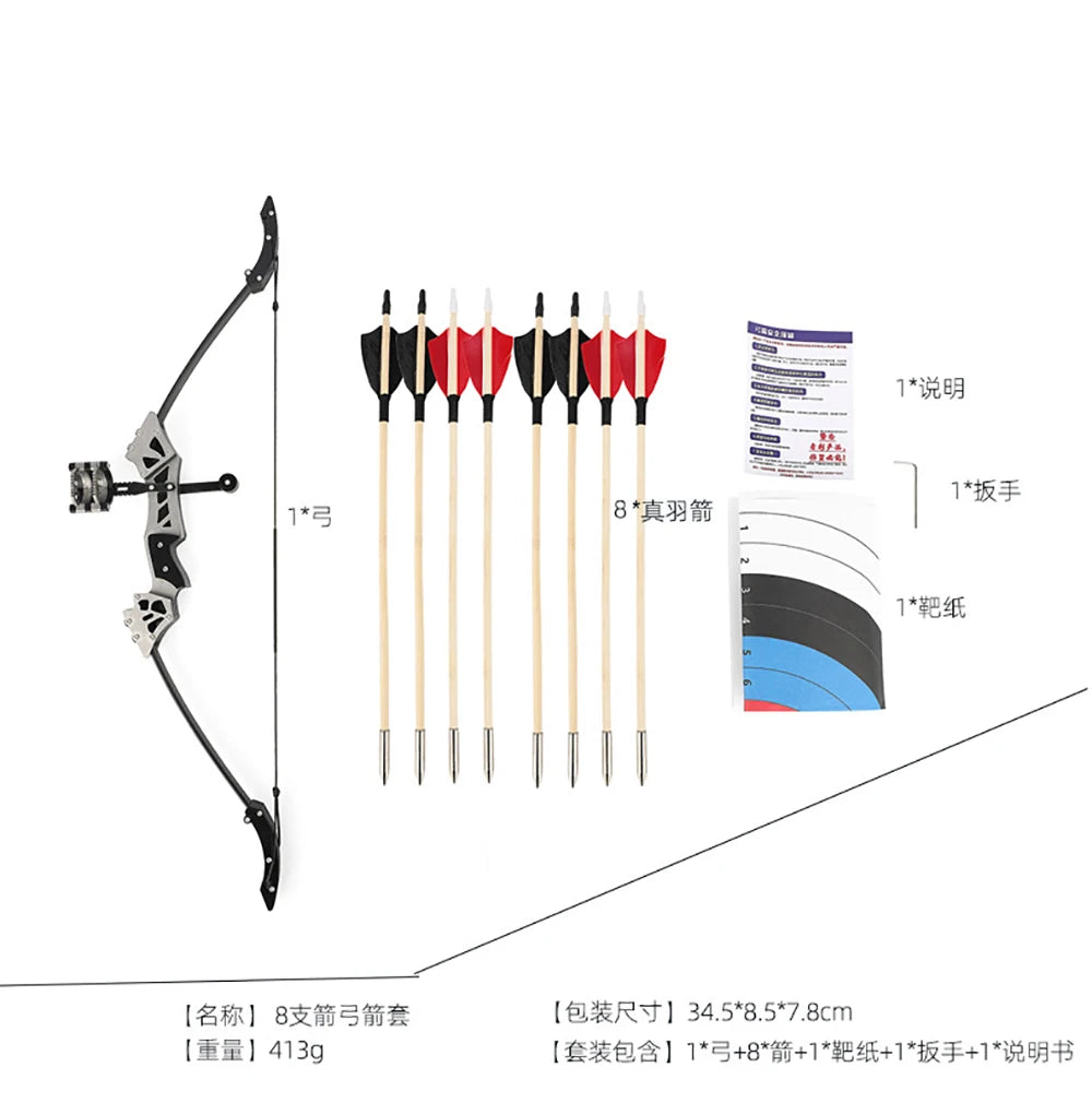 Mini Recurve Bow Archery Sets Wooden Arrows Target Paper Kids Toy