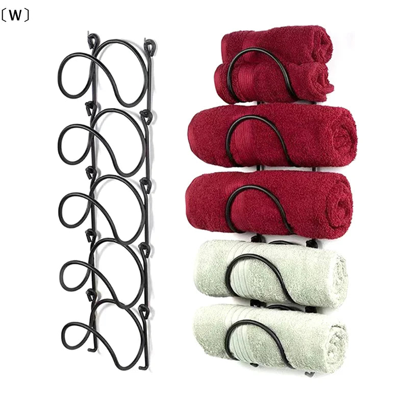 Wrought Iron Wall Towel Rack – Curved Bathroom Organizer