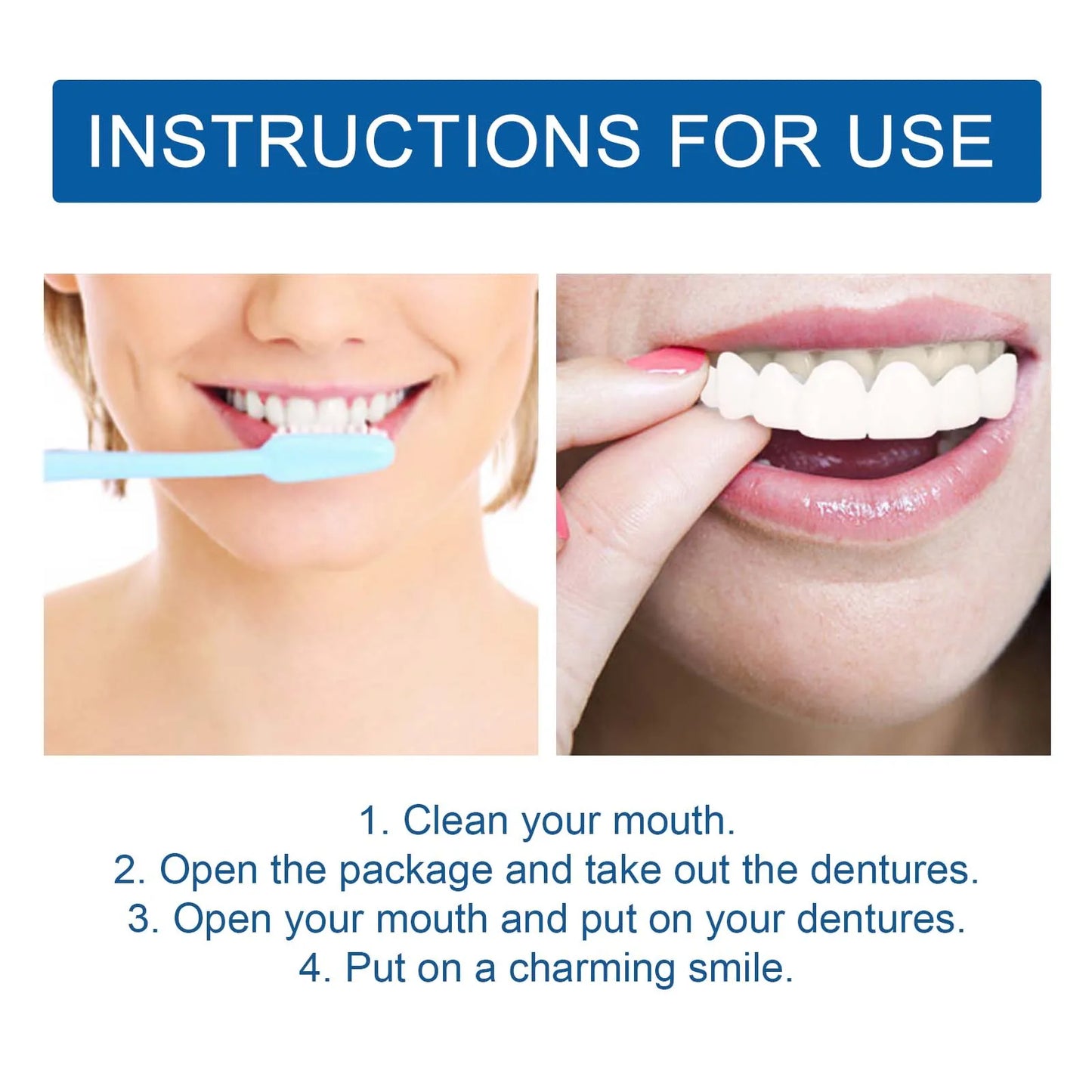 Adjustable Buckle Denture Effectively Decorate Teeth Fill Gap Correct Teeth Covering Dental Plaque Adjustable Snap-On Prostheses Peaceful Pleasures Health and Wellness