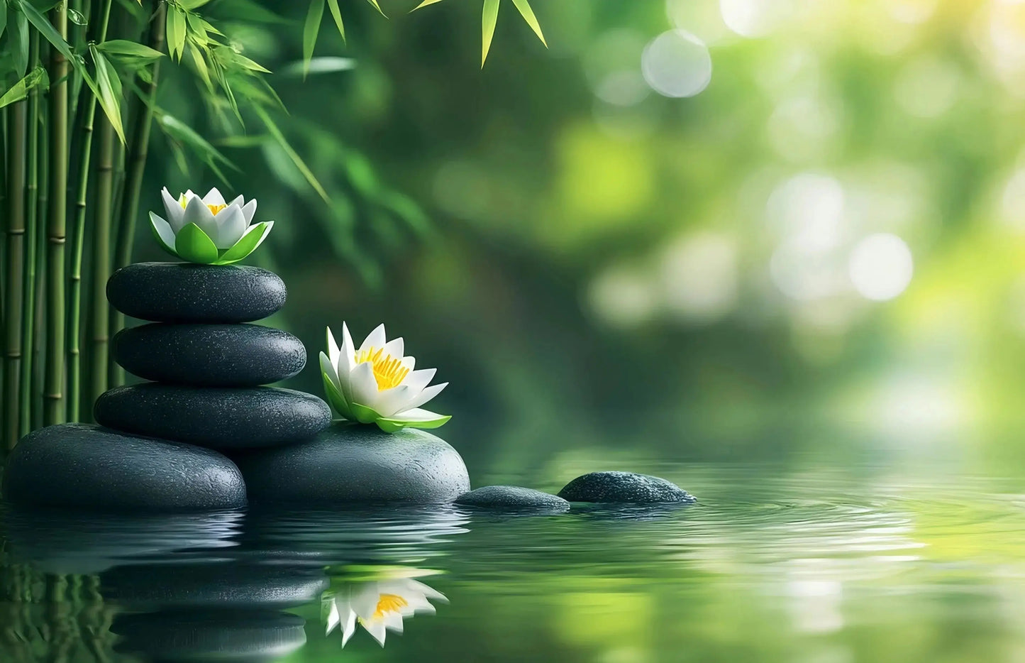 Bamboo Forest Flowers Scenery Canvas Wall Art | Home Décor