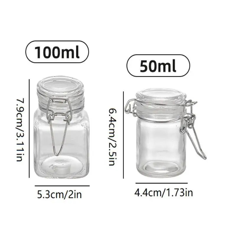 Glass Airtight Storage Jars 50/100ml – Wide Mouth Kitchen Jars