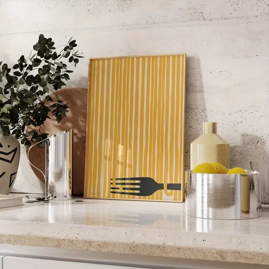 Modern Yellow Spaghetti Canvas Wall Art Print | Home Decor Canvas Wall Art Peaceful Pleasures Health and Wellness G4216 40x50cm Unframed