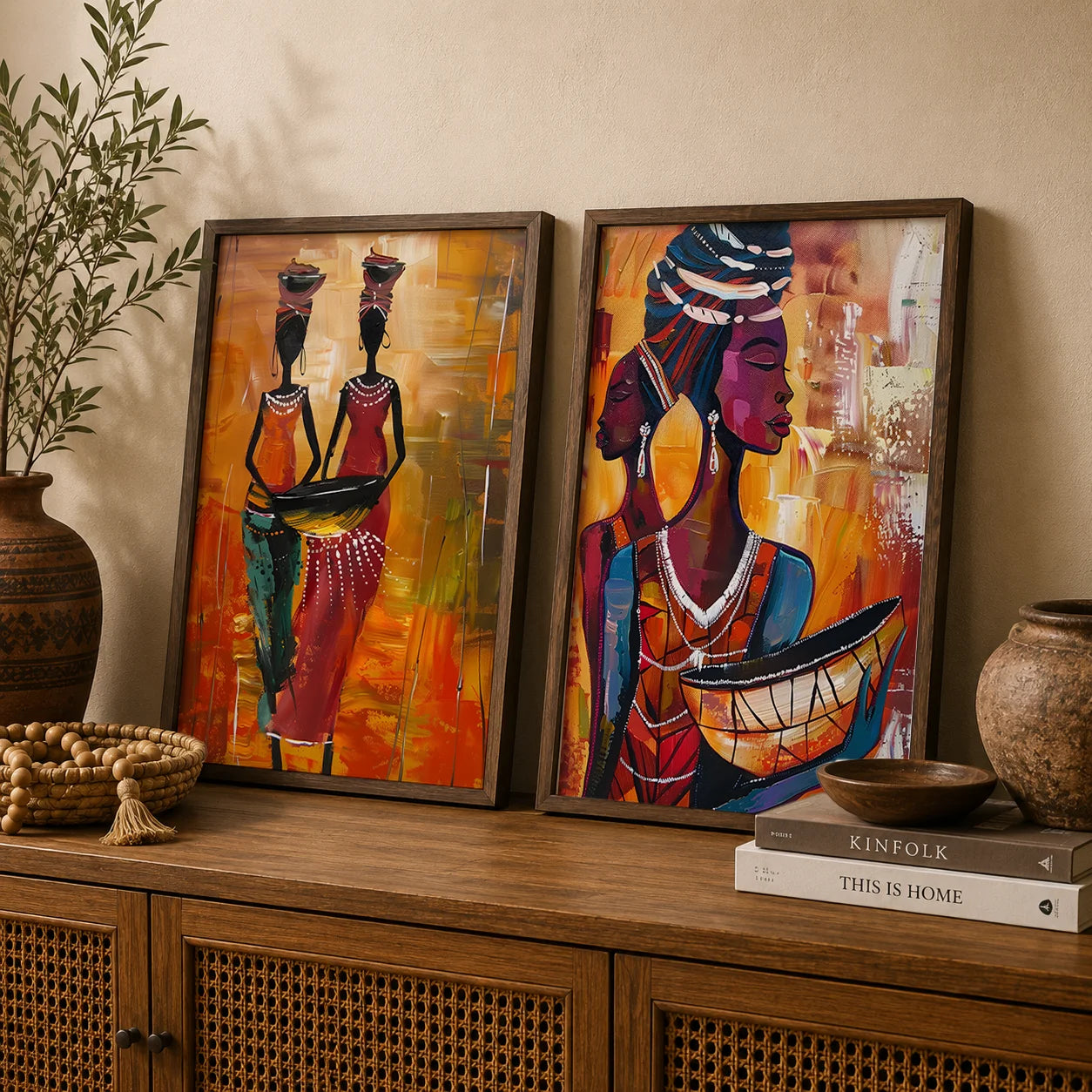 African Tribal Female Abstract Canvas Wall Art | Unframed Print Canvas Wall Art Peaceful Pleasures Health and Wellness