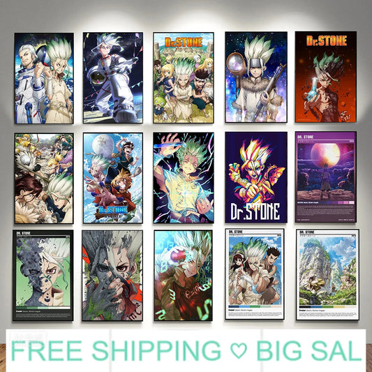 Dr. Stone Anime Canvas Wall Art Poster | Retro Graffiti Fan Gift Anime Canvas Print Peaceful Pleasures Health and Wellness