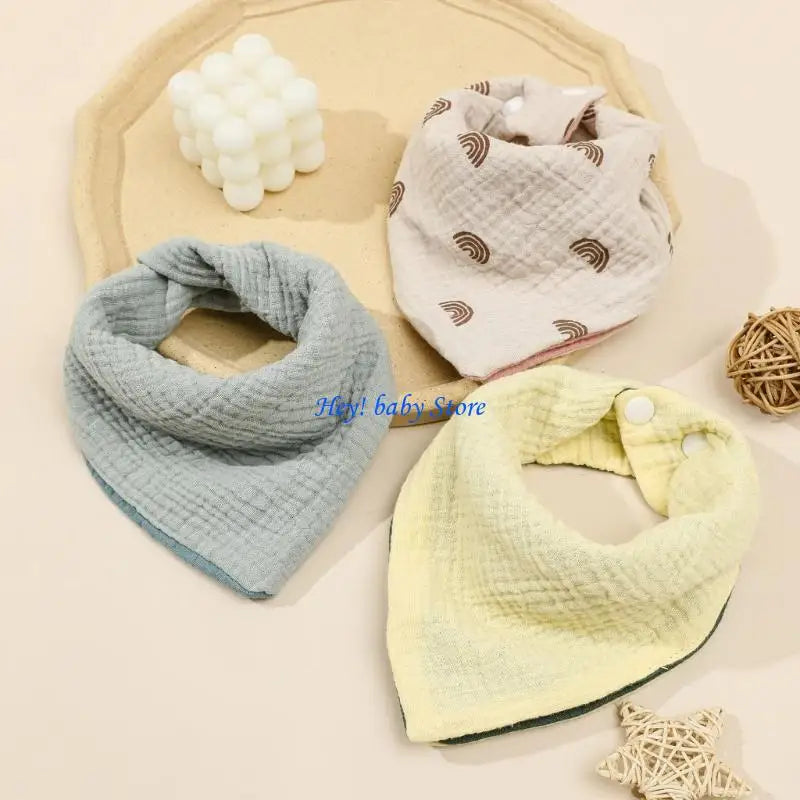 Baby Drool Bib Double-Sided Bandana | Adjustable Snap Button