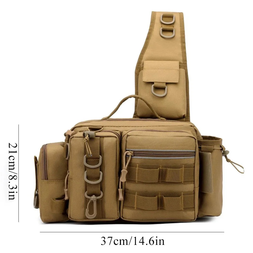 Fishing Tackle Backpack Fishing Fanny Pack Crossbody Bag Fishing Tackle Box Organizer with Rod & Gear Holder, Ideal for Fishing Peaceful Pleasures Health and Wellness