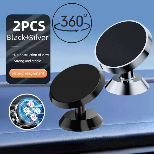 Magnetic Car Phone Holder Mobile Cell Phone Holder Stand Magnet Mount Bracket In Car For iPhone 13 12 Samsung Redmi Xiaomi Peaceful Pleasures Health and Wellness Black and Silver