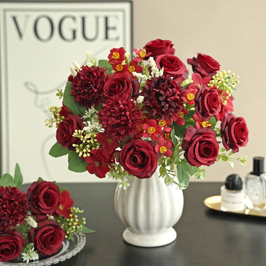 Silk Hydrangea Rose Artificial Flowers | Wedding & Home Décor