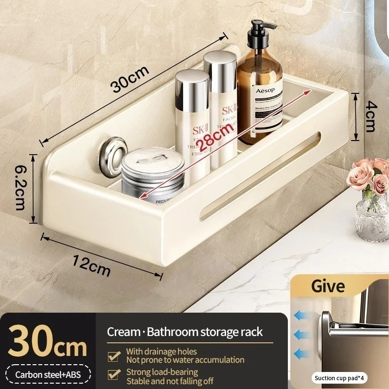 No-Drill Suction Cup Bathroom Wall Shelf & Shampoo Rack