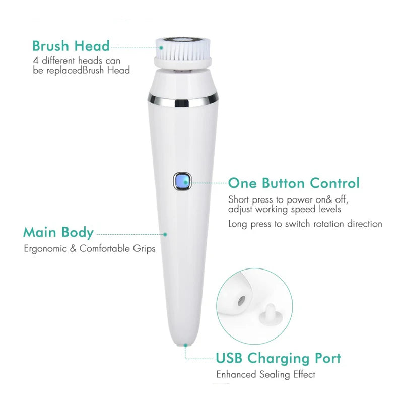 Waterproof Facial Face Cleaner Silicone Face Brush Electric Facial Cleaning Brush Silicone Massage Face Cleansing Scrubber Peaceful Pleasures Health and Wellness