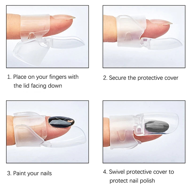 10Pcs/Set Manicure Finger Transparent Protective Cover Polish Varnish Shield Protection Clip Protector DIY Nail Art Tips Tools Peaceful Pleasures Health and Wellness