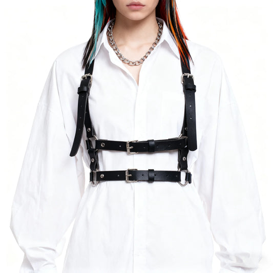 UYEE Rock Men Women PU Leather Belt Y2K Harness Strap Sexy Shoulder Peaceful Pleasures Health and Wellness StyleA