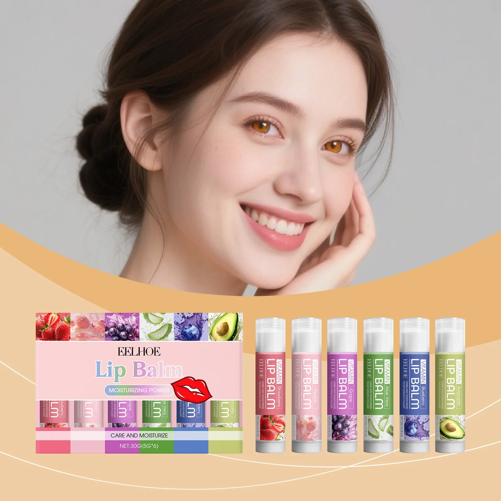 EELHOE Moisturizing Lip Balm Set – Nourish & Soften Dry Lips 6pc Lip Balm Set Peaceful Pleasures Health and Wellness