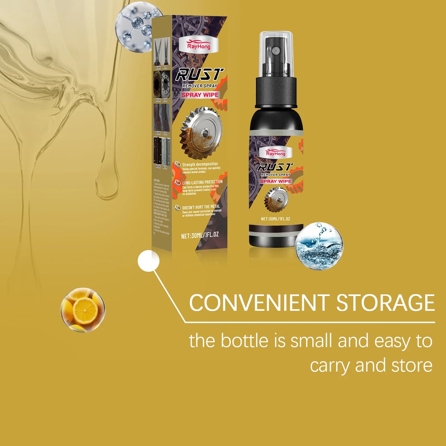 Rayhong 30ml Metal Rust Remover Spray | Car Hub Polish & Protect