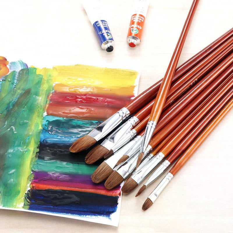 12-Piece Artist Paint Brush Set – Oil, Acrylic & Watercolor