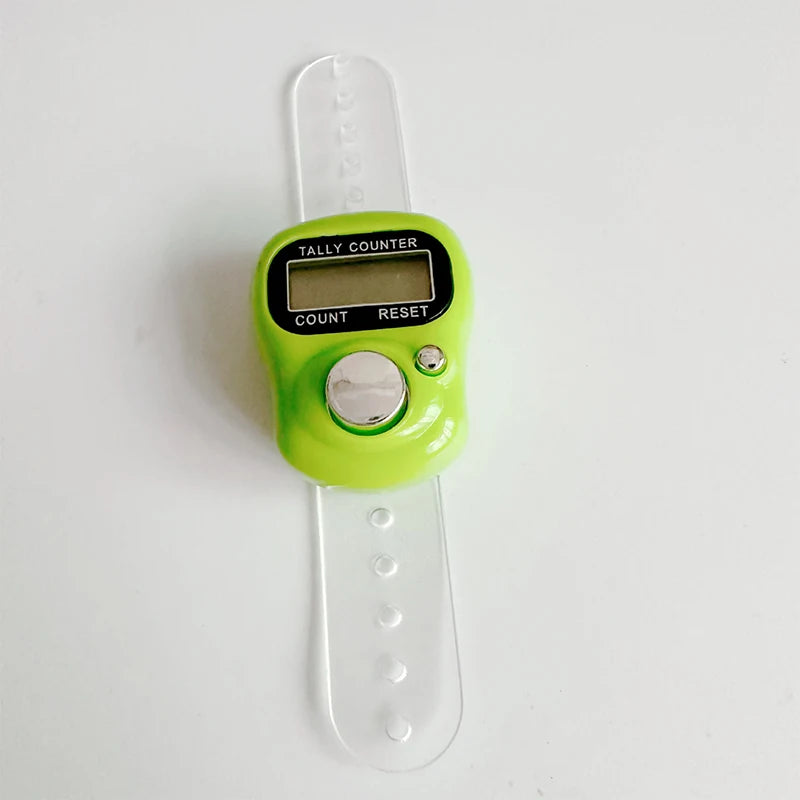 Versatile Mini Finger Counter Compass LED Electronic Handheld Tally Counter Clicker Counter Ring 0-99999 Peaceful Pleasures Health and Wellness light green
