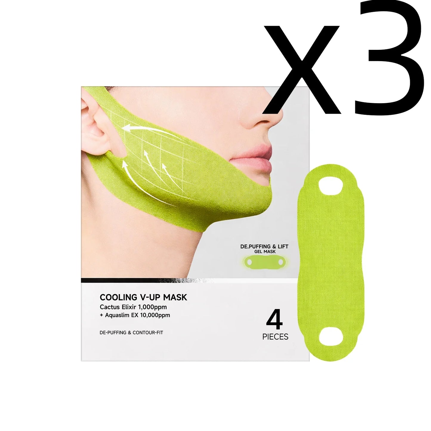 Centella Asiatica Face Lifting Mask Lift Facial Contour Tighten Skin Firm Cheek Enhance Firmness Easy Apply Face Shaping Bandage Peaceful Pleasures Health and Wellness 4pcs Boxed X 3PCS