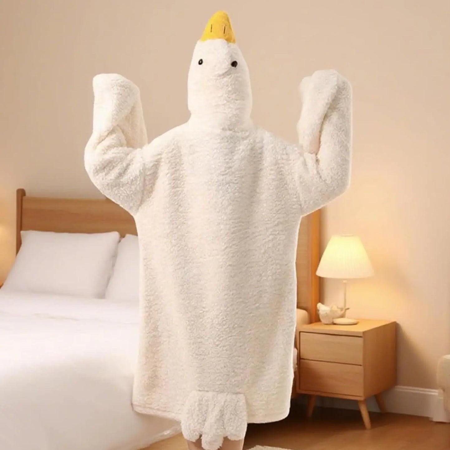 Cartoon Goose Wearable Blanket Hooded Onesie Robe – Adults & Kids