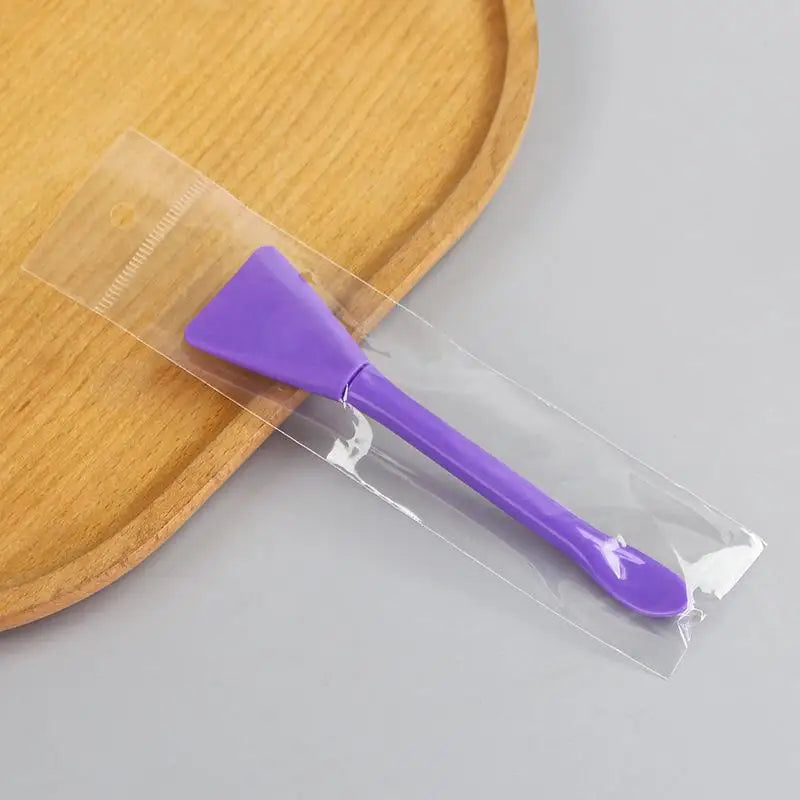 Double Head Dual-use Facial Mask Brush Silicone Facial Mask Stick With Scoop Facial Beauty Tool Peaceful Pleasures Health and Wellness Purple